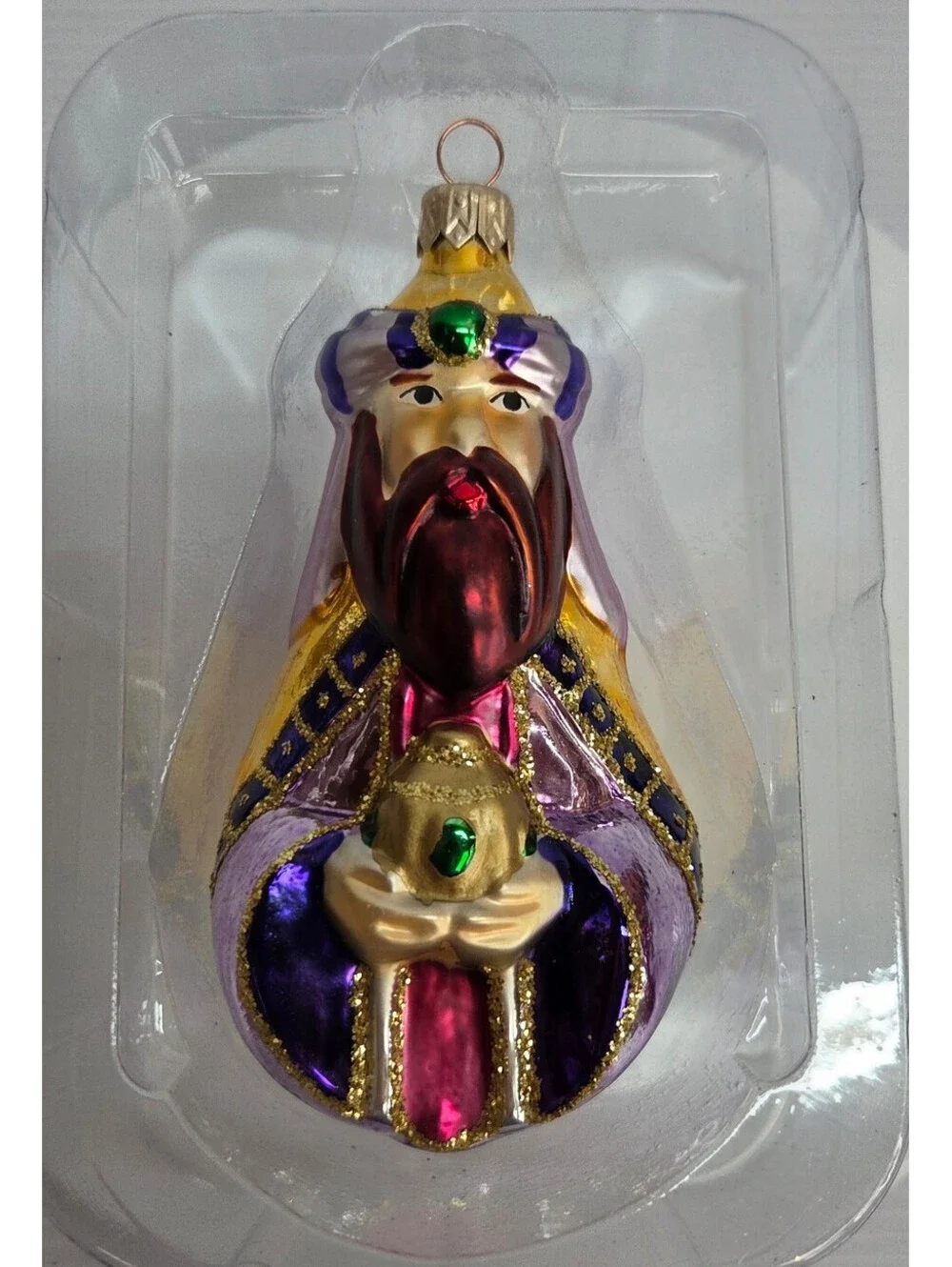 VTG Hallmark Keepsake 3 WiseMen Blown Glass Ornament Set Gold Frankincense Myrrh